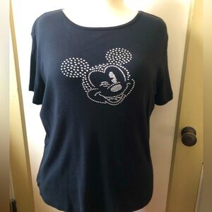 Black Bling Mickey Mouse Design Tee
